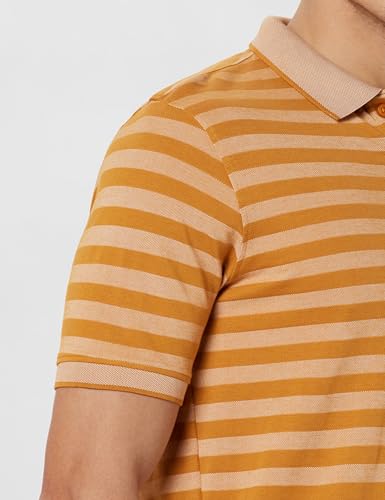 Image of Peter England Men's Cotton-Polyester Blend Striped Polo T-Shirt | Casual Wear | Durable & Trendy