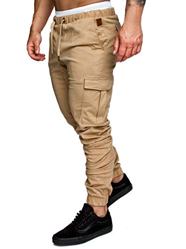 Yidarton Men's Cargo Pants Slim Fit Casual Jogger Pant Chino Trousers Sweatpants(kh,m) Khaki