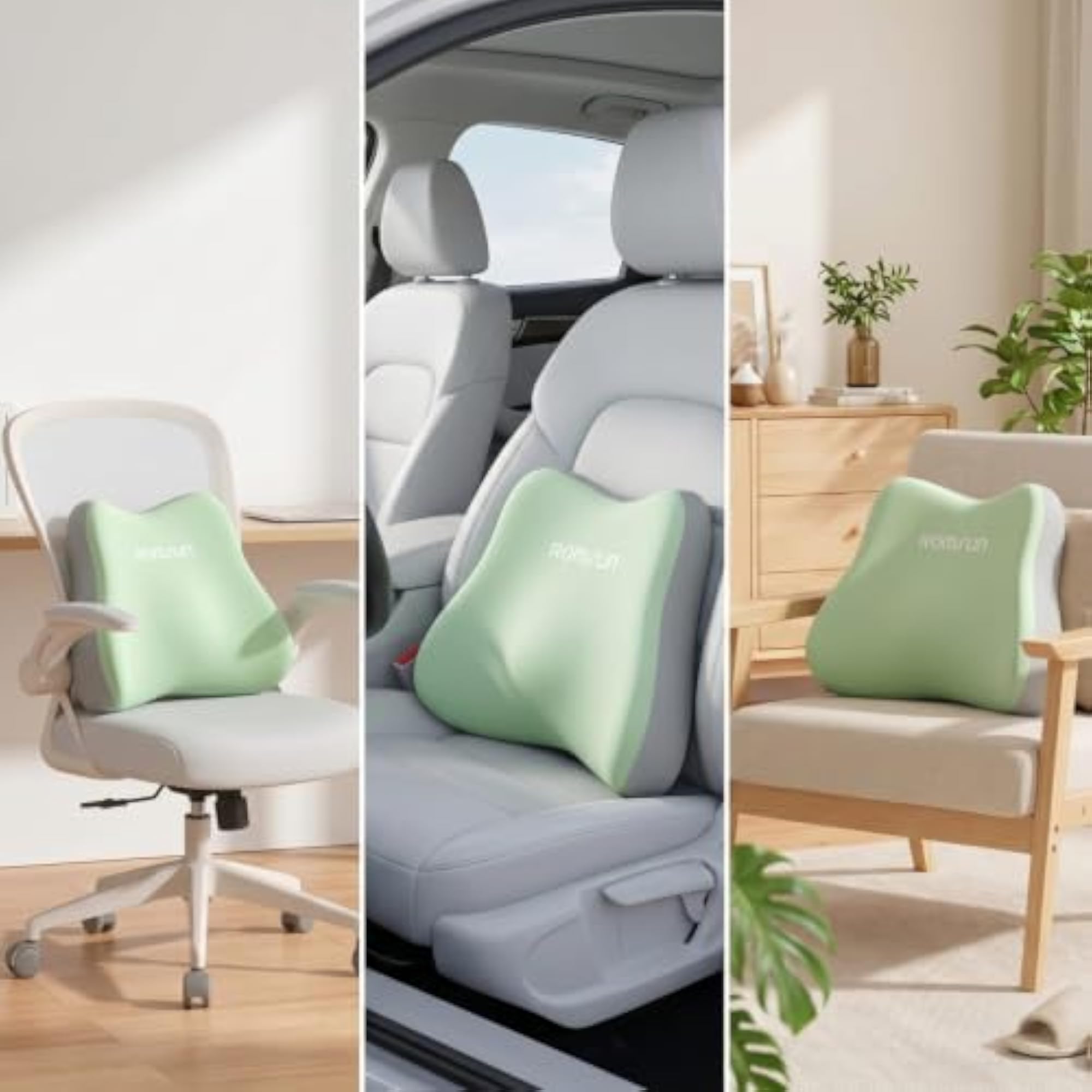 Memory Support Contoured Back Cushion with Strap, Sky Blue