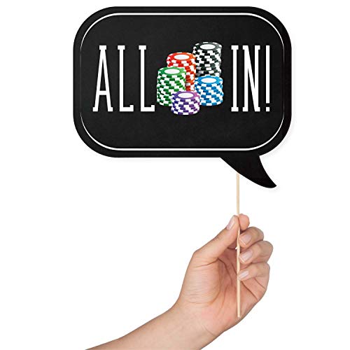 Las Vegas Casino Photo Booth Props Party Kit 44 Pieces with Wooden Sticks and Strike a Pose Sign by Outside The Booth