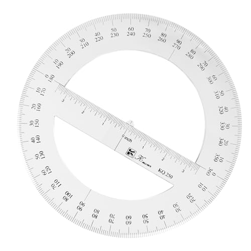 SEIWEI 360 Degree Protractor, 9.8 Inch Math Circle Ruler, Clear Plastic Angle Measurement Tool with Accurate Scale, Large Round Protractor for Geometry, Engineering, Drafting, School & Office by SEIWEI - Used condition - US$11.28