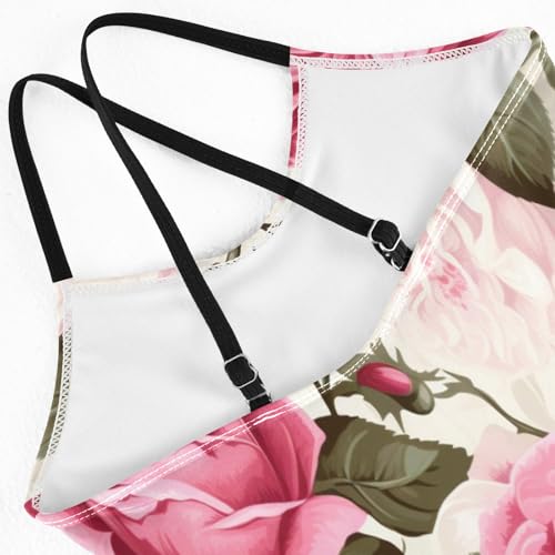 Pink Rose Flower Girls One-Piece Swimsuit Beach Bathing Suit4