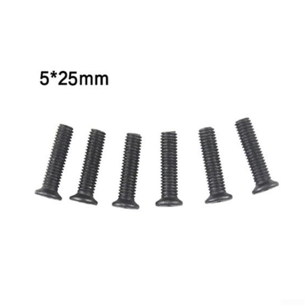 6 Pcs Left Hand Thread Fixing Screws M5 M6 25mm for /2 3/8 UNF Drill Chuck Shank Adapter Mounting Bolt Reverse Thread Power Tool Parts(M5x25mm)