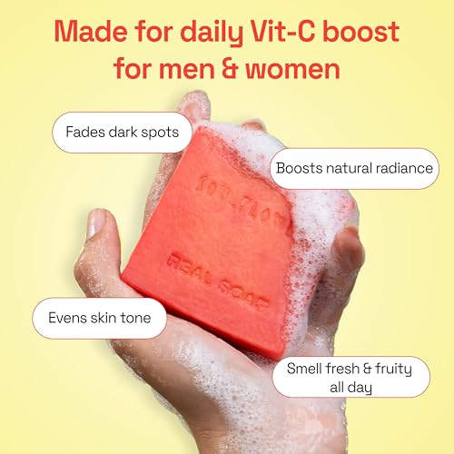 Image of Soulflower Brightening Orange Carrot Soap for Glowing Skin | Deep Cleansing Handmade Bathing Bar For Hard Water with Ginger & Vitamin E | Helps Revive Dull Skin & Refreshes Skin | All Skin Types|100g