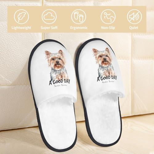 Portrait Of Yorkie Hound Slippers For Women Men Cozy Indoor And Outdoor Slip On Slippers Fuzzy House Shoes3