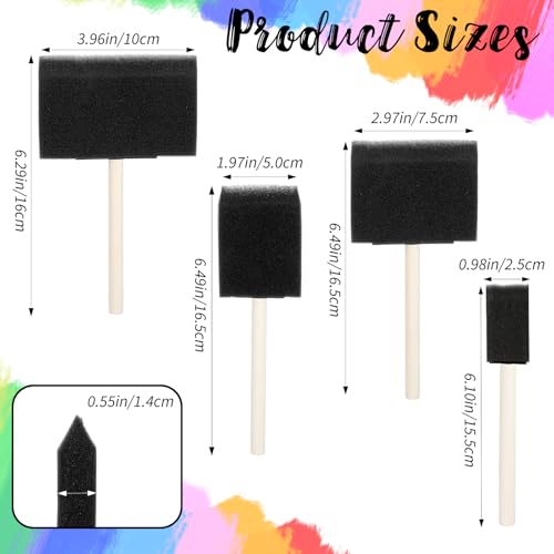 4 Stück Schwammpinsel Set, Schwarzer Schaumstoffpinsel zum Malen Tupfpinsel Schwamm Schaum Pinsel mit Holzgriff für Farbauftragen DIY Bastelprojekte Kinder und Erwachsene zum Malen Kunst (4 Größen)