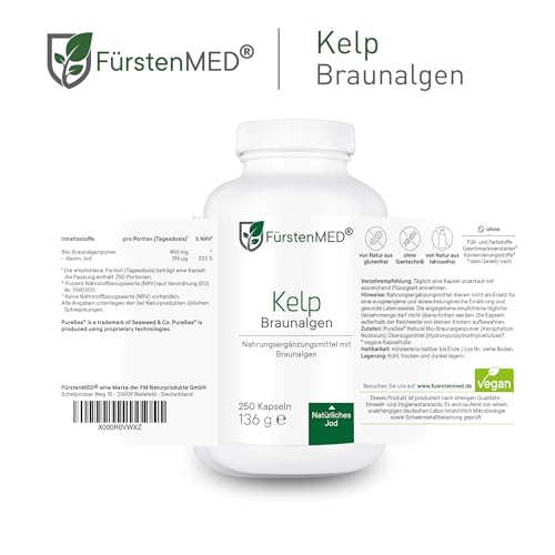 Kelp Fürstenmed 250 Kapseln mit 315µg Jod pro Kapsel – Algen