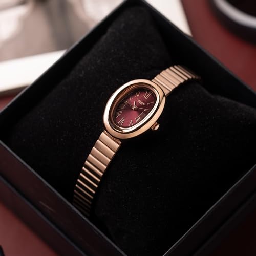 Image of Carlton London Women Daphne Analog Watch, Oval Dial, Stainless Steel Strap, Quartz Movement, Dial, Rose Gold Strap, 30M Water Resistant, Casual Wear |