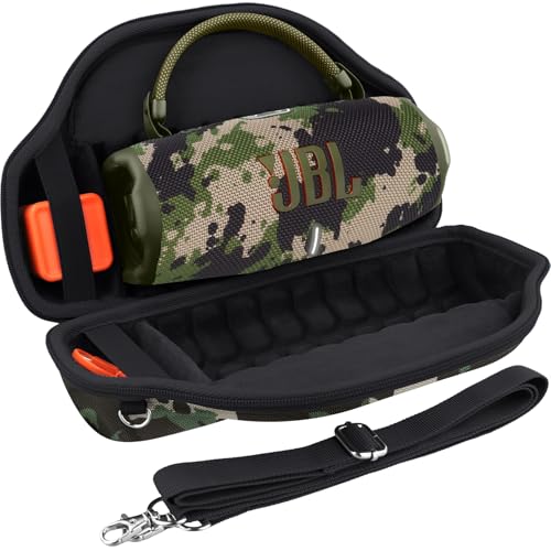 Image of co2CREA Case for JBL Charge 6 Portable Bluetooth Speaker, Camouflage | High-Density Foam Padding, Reinforced Handle, Detachable Shoulder Strap, Compact Lightweight Design, Dust Protection