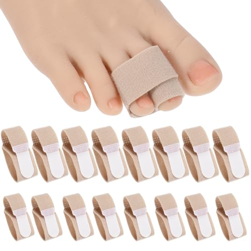 WLLHYF 16 Pcs Fabric Hammer Toe Corrector Reusable Broken Toe Protectors Taped Wraps Hammertoe Straightener Toe-Splint for Crooked Bent and Broken Toes