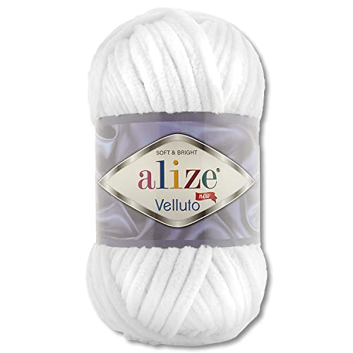 100 g Alize Velluto Wool in 30 Selections (55 | White)