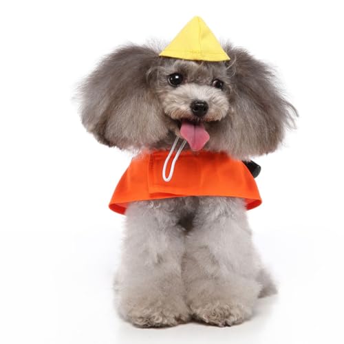 Disfraz de ingeniero para perro tamaño M color naranja miniatura 3