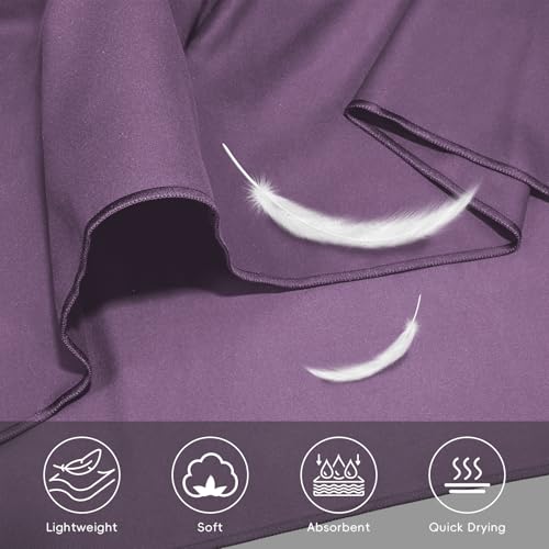 HOMIKLSA Mikrofaser Handtuch 3 Set - Groß 200×100cm & 2 Klein 80×40cm, Schnelltrocknend Microfaser Sporthandtuch, für Reisehandtuch, Badetuch, Fitness & Sport Handtücher und Strandtuch (Lila)