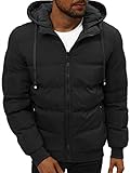 OZONEE Herren Winterjacke Wendejacke Wendbare Jacke Winter Warm Bomberjacke Steppjacke Wintermantel Doppelseitig Leichte Outdoor Puffer Jacket Gepolstert JS/M761Z/392 SCHWARZ L