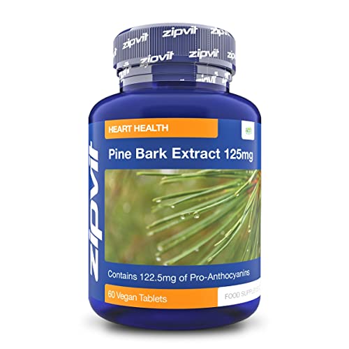 Pine Bark Extract 125mg, 60 Vegan Tablets, High Strength Pine Bark Extract, Rich in 122.5mg Proanthocyanidins, Powerful Antioxidant Support