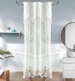 Warm Home Designs Ivory Stall Shower Curtain 36 x 72 Inches with Attached Valance & 4 Tassels. Luxury Lace Small Shower Curtain for The Bathroom or RV Shower Curtain. LA Ivory 36'