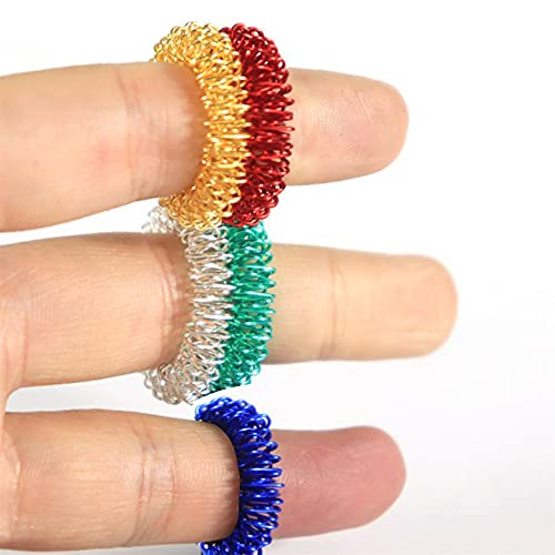FWQW Lot de 5 bagues sensorielles hérissées, Ensemble de bagues d'acupression, T-o-y sensoriel Silencieux Great Fidget pour Enfants, Adolescents et Adultes Cover