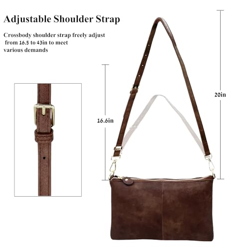 Umhängetasche Damen Klein Handtasche Damen Leder Crossbody Schulter Wristlet Geldbörse Clutch Telefon Kreditkartenfächern mit Trageschlaufe (Veganem Leder Kaffee) – Bild 5