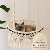 KARCEEY Cat Macrame Hammock for Large Cats,Hanging Cat Bed with Catnip Scratching Mat for Window Perch Wall Mounted Indoor/Outdoor