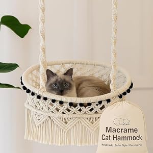 KARCEEY Makramee Katzenhängematte mit Katzenminze-Kissen