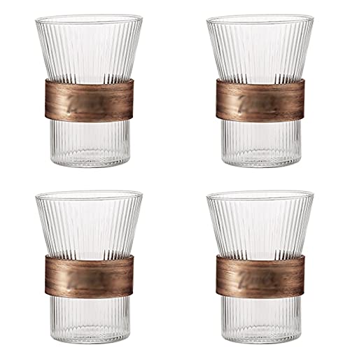 Set de 4 vasos de vidrio retro 10.5 oz