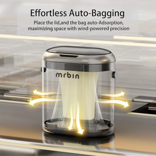 Image of MRBIN Automatic Adsorption Metal Trash Can for Bathroom, Touchless Garbage Bin with Lid, 3.2 Gallon Slim Trash Can for Office and Bedroom, Electric Motion Sensor Waste Basket, Eclipse Grey