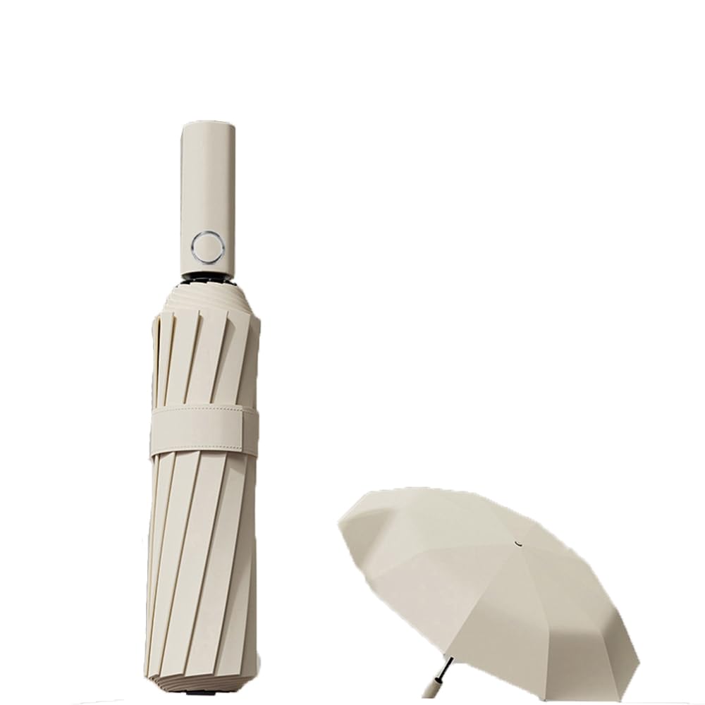 LENDISSunshade sun umbrella, with 4 * 12 double ribs, durable, compact folding travel umbrella, automatic opening and closing, windproof, UV protection umbrella, with anti-UV coating
