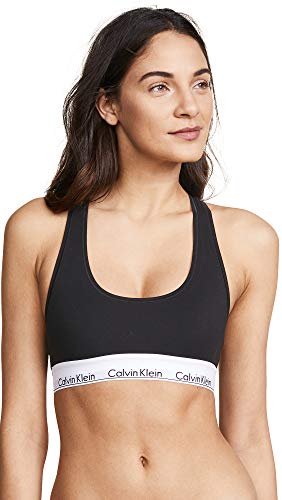 Calvin Klein Women's Polyester & Elastane Non-Wired and Non-paded Bralette Bra (29639810003_Black_Medium)