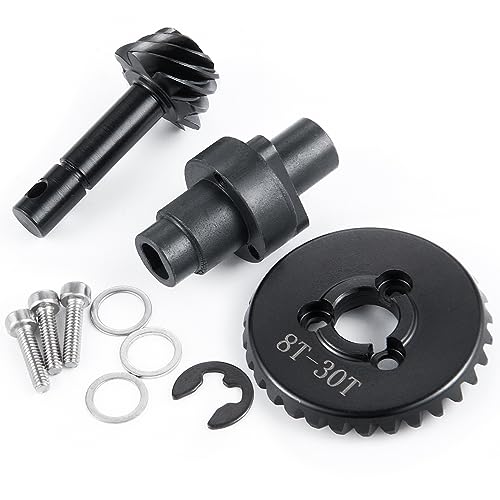QUE-T 1 Set Bevel Gear Overdrive Gear for 1/10 Axial Scx10-II 90046 RC Crawler Car Upgrade (30T/8T)