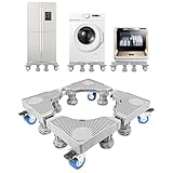 Fousenuk Base de Machine à Laver Réglable, Socle Linge Base de Sèche-linge avec 4 Roues et...