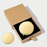 WOOYALIN Magnifying Compact Double-Sided 1X/2X Round Pocket Handheld Travel Makeup Portable Pocket Mirror (1, Gold)