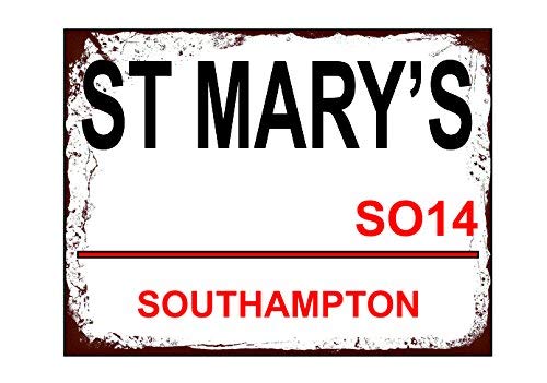 Ecool St Mary's Southampton retro shabby chic vintage style picture metal wall plaque sign (200mm x 150mm)