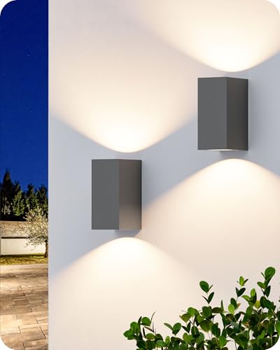 EDISHINE 2 Stück Wandleuchte Innen/Aussen, Aluminium Wandlampe, IP44 wasserdicht und rostbeständig, GU10-Sockel, Up-Down Wandbeleuchtung für Schlafzimmer, Terrasse, ohne Leuchtmittel, Anthrazit EDISHINE 2 Stück Wandleuchte Innen/Aussen, Aluminium Wandlampe, IP44 wasserdicht und rostbeständig, GU10-Sockel, Up-Down Wandbeleuchtung für Schlafzimmer, Terrasse, ohne Leuchtmittel, Anthrazit