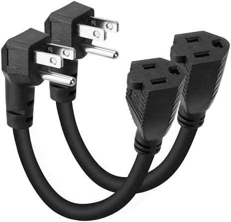 Amazon.com: 1Ft Flat Plug Short Extension Cord, 90 Degree Plug Adapter ...