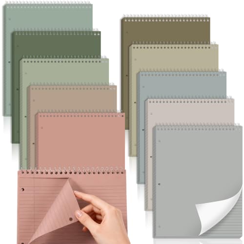 Cahier spirale haut 8.5x11 pouces lot de 10 blocs-notes perforés 3 trous format Letter Morandi
