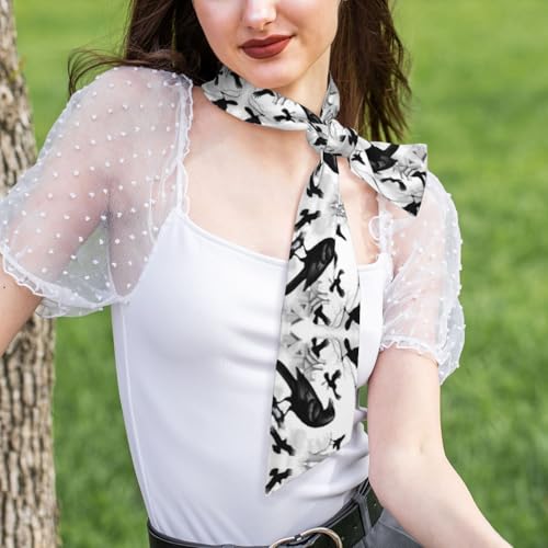 Black Crow Birds Prints Women's headscarf satin hair scarf clothing accessories4