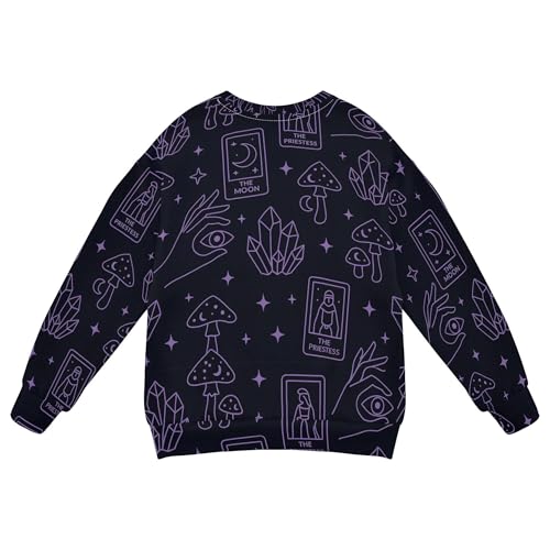 JUNZAN Witchy Symbols Mushrooms Purple Little Girls Hoodie Sweatshirt Crewneck Kids Pullover Hoodie Camping 4T2