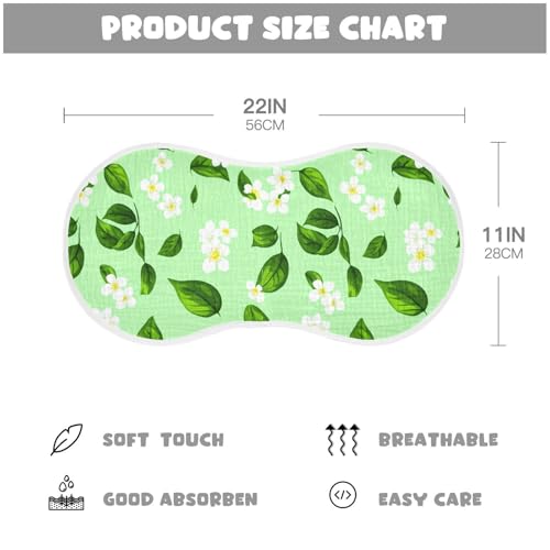 2 Pack Baby Burp Cloths, Soft Absorbent Burping Cloths for Babies, Cotton Milk Spit Up Rags, Large Size for Newborns, Baby Boys and Girls (White Floral Green)4