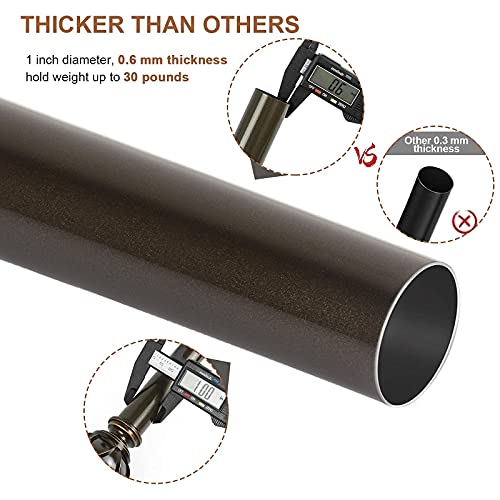 Kamanina Bundle Of 72-144 Inches (6-12 Feet) Curtain Rod And Matched Screws, Netted Texture Finials, Bronze #TOP3