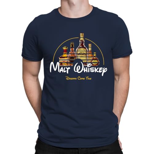 Malt Whiskey Dreams Come True T-shirt för män, Marinblå, L