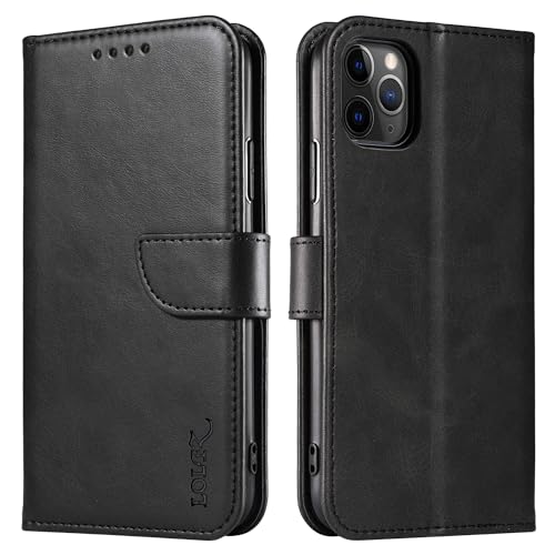 LOLFZ Wallet Case for iPhone 11 Pro, Vintage Leather Book Case with Card Holder Kickstand Magnetic Closure Flip Case Cover for iPhone 11 Pro - Black