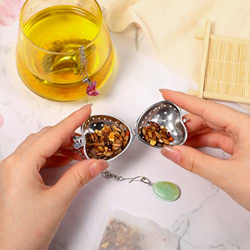 4 Packs Tea Infusers For Loose Tea, Stainless Steel Tea Ball Tea Strainer With Crystal Stone Pendants And Drip Tray Cute Loose Leaf Tea Ball Infusers For Loose Tea Teacups Accessories (Cute Style) #TOP2