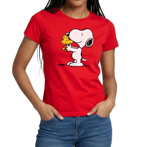 Image of Peanuts Snoopy and Woodstock Women's T-Shirt Red