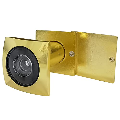 Türspion Türspion aus massivem Messing, 220 Grad Türspion mit robuster, drehbarer Sichtschutzabdeckung für 3,5 cm bis 6,4 cm Türen für Zuhause, Büro, Hotel (quadratisch, Chrom-Gold) Cover