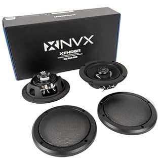 NVX® XFHD6R Premium 6.5” Motorcycle Speakers, 600W Peak (300W RMS), 2-Ohm Rear Tour-Pak Coaxials with 1" Titanium Tweeters, Waterproof, Plug-and-Play Upgrade for Harley-Davidson Touring 2014 Up (Pair)