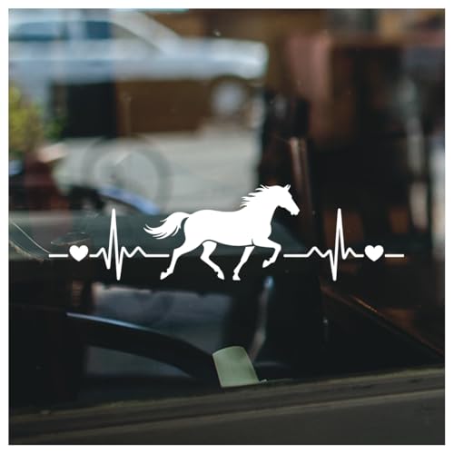 Horse Riding Heartbeat Decal Running Love Vinyl Sticker for Car Laptop Window Tumbler Water Bottle Bumper Gift for Horse Riders 7 X 2 Inches