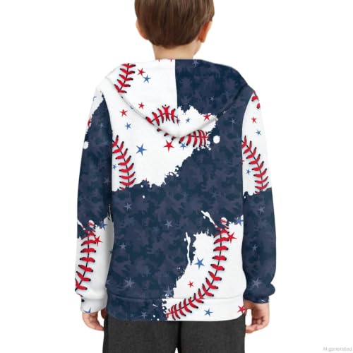 Image of WELLFLYHOM Boys Hooded Sweatshirts Hoodie Pullover Cool Graphic Crewneck Blouses Size 6-16