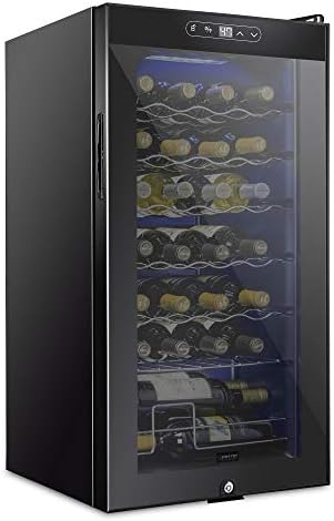 SCHMECKE 28 Bottle Compressor Wine Cooler Refrigerator w/Lock - Large Freestanding Wine Cellar - 41f-64f Digital Temperature Control Wine Fridge For Red, White, Champagne or Sparkling Wine - Black