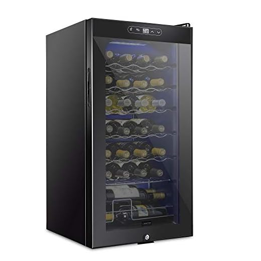 SCHMECKE 28 Bottle Compressor Wine Cooler Refrigerator w/Lock - Large Freestanding Wine Cellar - 41f-64f Digital Temperature Control Wine Fridge For Red, White, Champagne or Sparkling Wine - Black
