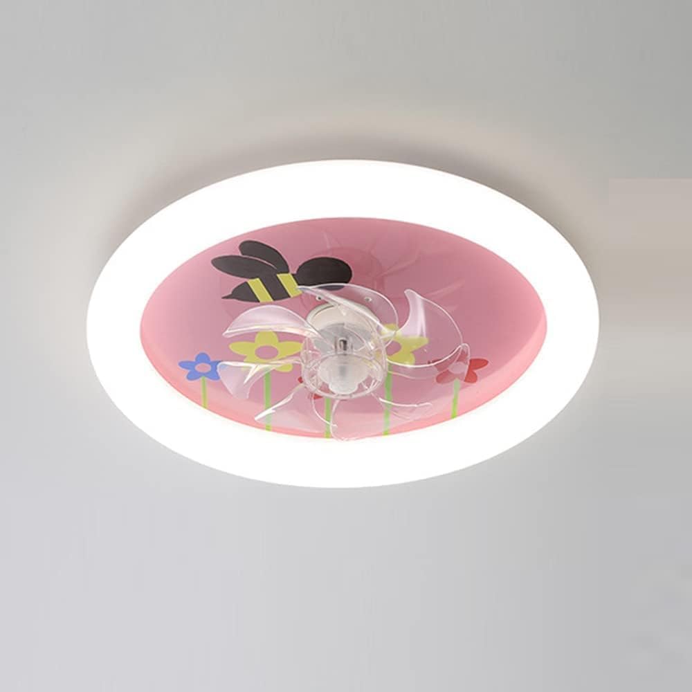 HXYSXHJUO Ceiling Fan Light Light6 Wind Speed Lamp Three-Tone for Indoor Mute Fixtures Home Decoration(Color:Pink)